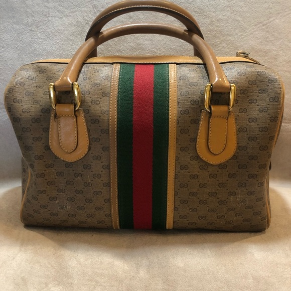 SOLD ON TRADSY 💯 auth Vintage GG Web Boston Bag - Picture 5 of 8
